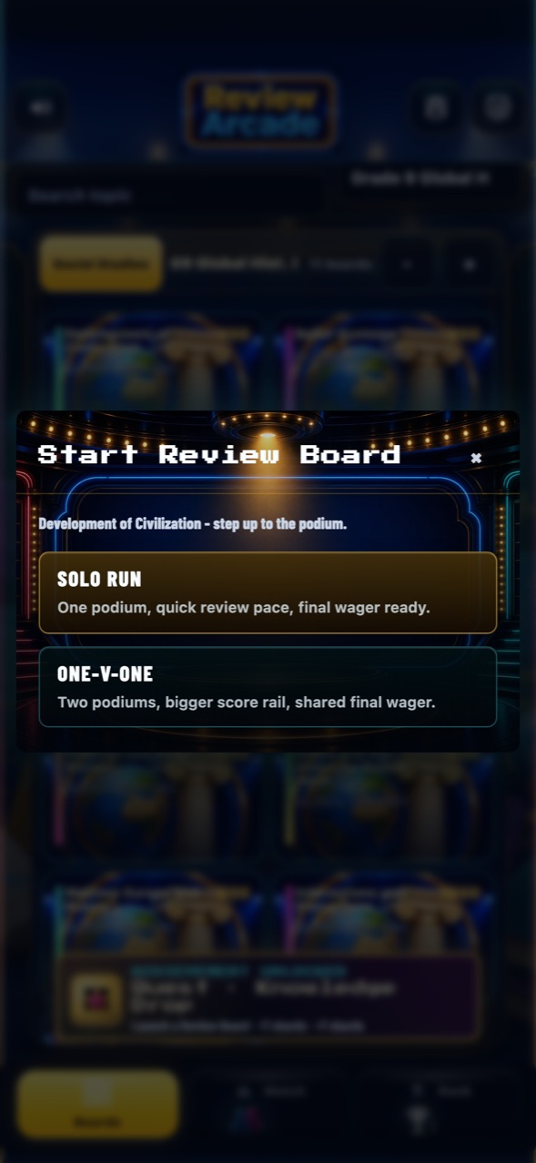 Review Arcade board ready to start in solo or team mode with no setup